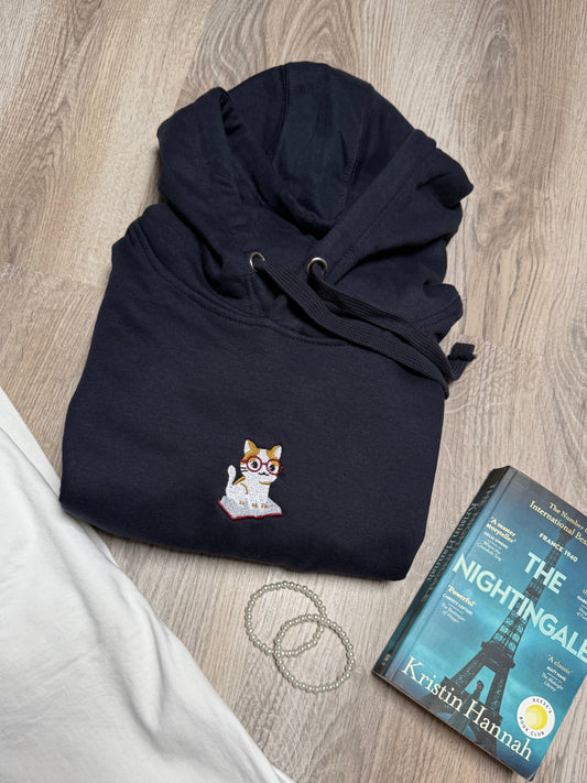 bookish cat - hoodie