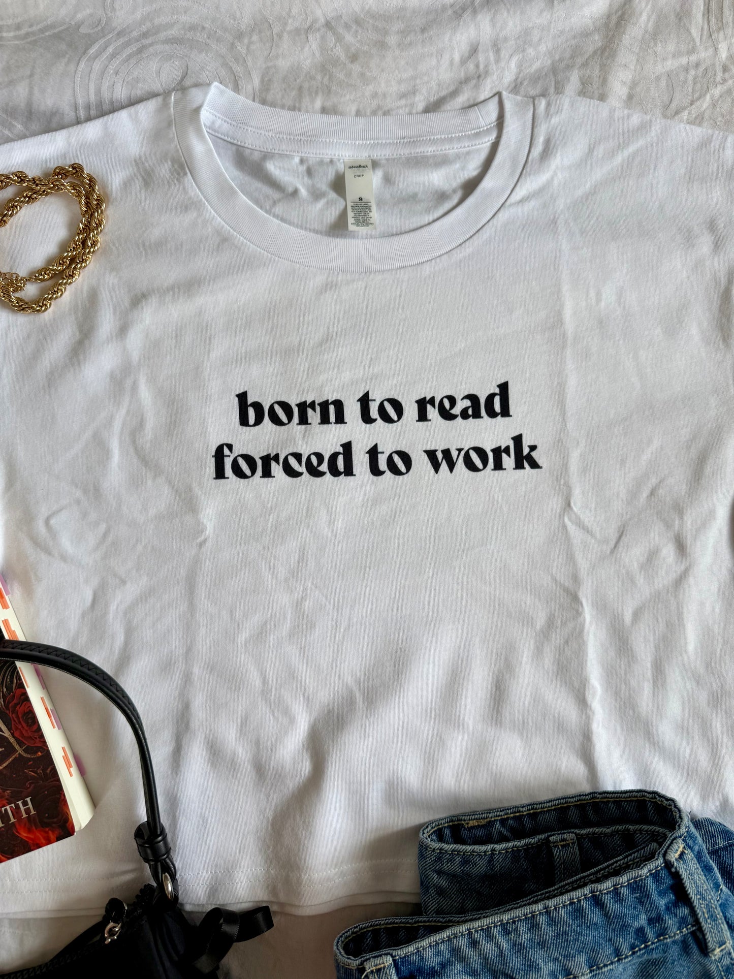 born to read - crop top