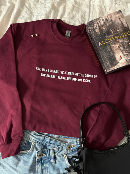 she was non-active - crewneck