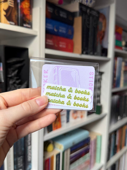 matcha & books - laminated sticker