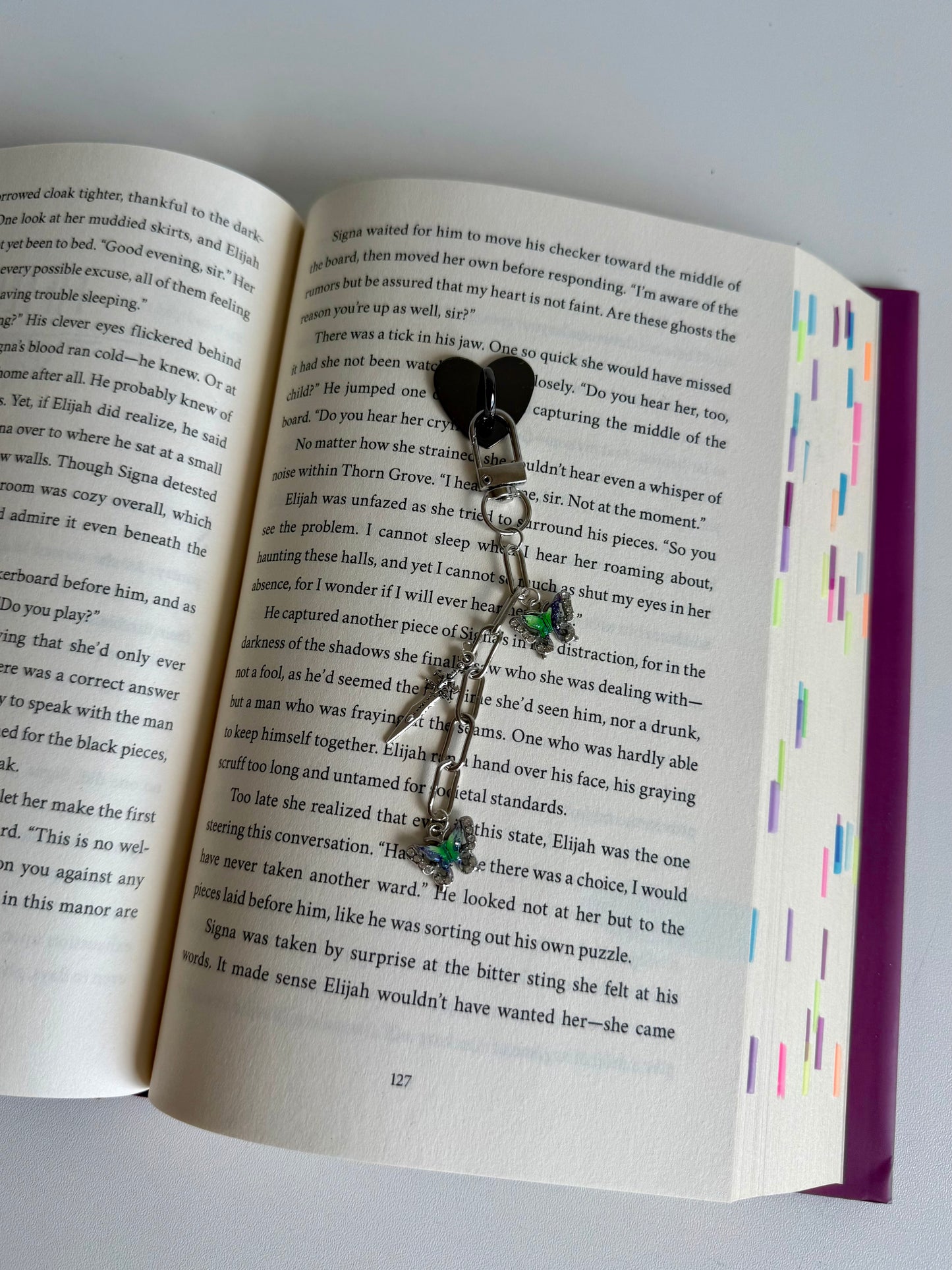 silver butterflies - charm chain for e-reader